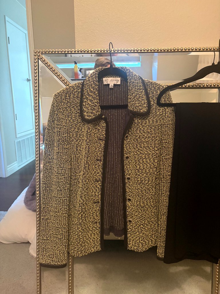 St. John Collection Green Black Knit Pant Suit